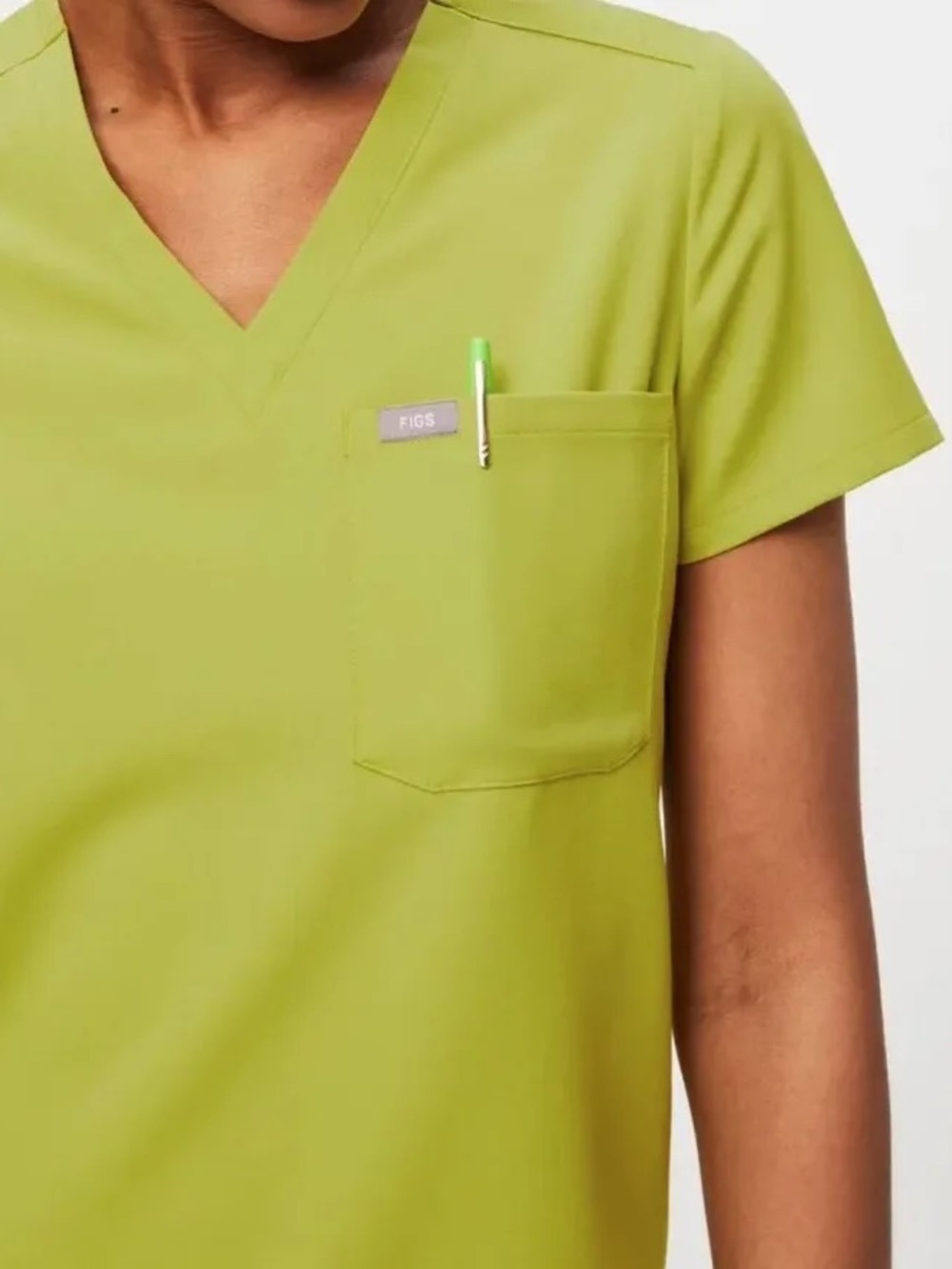 FIGS Limeade Catarina V-Neck Scrub Top S EUC - Picture 3 of 9
